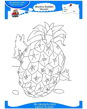 Çocuklar İçin Ananas Boyama Sayfaları 